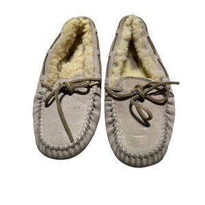 UGG Australia Kids Blush color Suede Sheepskin Moccasin Slippers Size 2 Beige